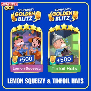 GOLDEN BLITZ STICKER - Lemon Squeezy - Tinfoil Hats - Monopoly Go Gold Card - Fast Send