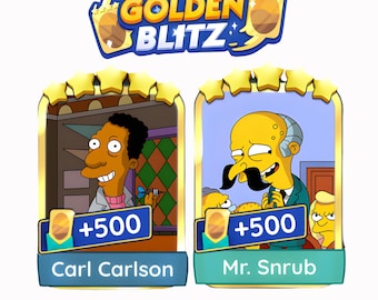 GOLDEN BLITZ STICKER Monopoly Go Gold Card Carl Carlson & Mr. Snrub