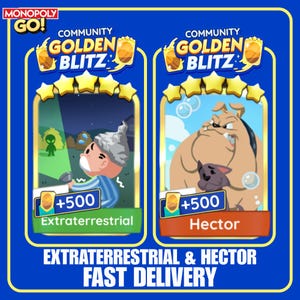 GOLDEN BLITZ STICKER - Extraterrestrial - Hector - Monopoly Go Gold Card - Fast Send