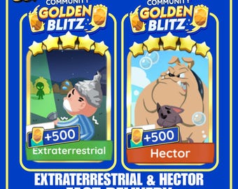GOLDEN BLITZ STICKER - Extraterrestrial - Hector - Monopoly Go Gold Card - Fast Send