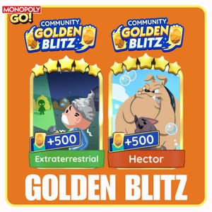 GOLDEN BLITZ STICKER Extraterrestrial & Hector Monopoly Go Gold Card Fast Delivery