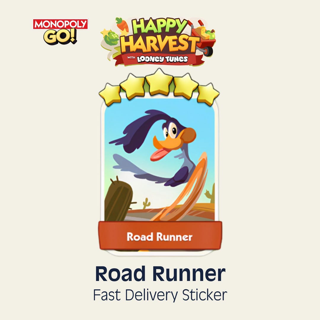 Road Runner 5 Stars Set 21 Monopoly GO Sticker - Etsy