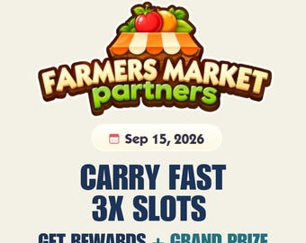 Monopoly GO Farmers Market Partners, 3 ranuras, transporte completo, entrega rápida.