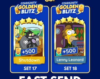 GOLDEN BLITZ STICKER - Shutdown - Lenny Leonard Monopoly Go Gold Card - Fast Send