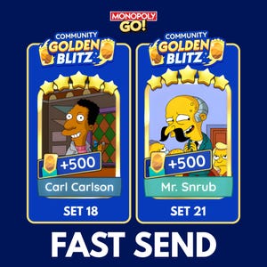 GOLDEN BLITZ STICKER - Carl Carlson - Mr. Snrub Monopoly Go Gold Card - Fast Send