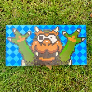 OOAK Super Mario&#39;s 8 bit Bowser woodburned and hand painted - ready to hang!