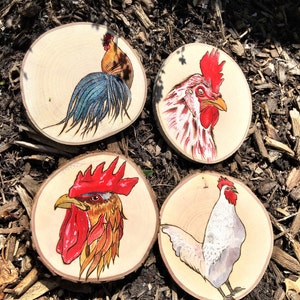 Red - Birds Handpainted Pine Wood Coaster (Set of 4) 04