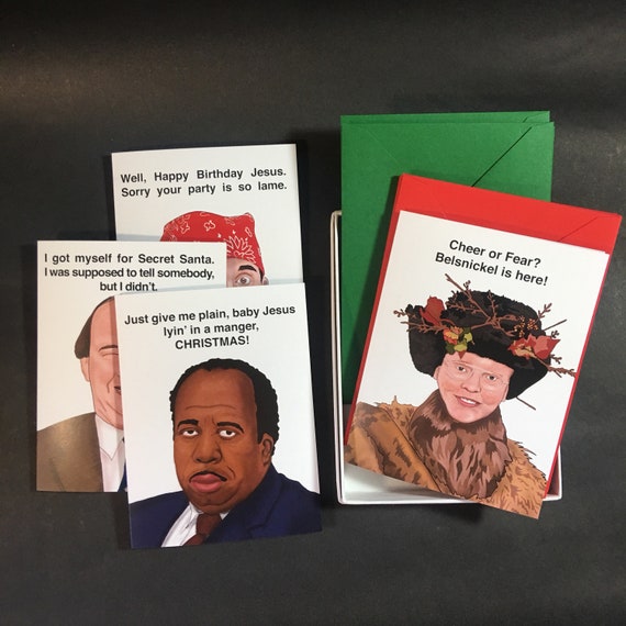 The Office Themed Christmas Cards Individual Or Box Of 12 Etsy