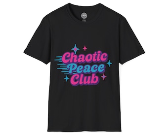 Chaotic Peace Club-shirt met print, retrostijl uit de jaren 80