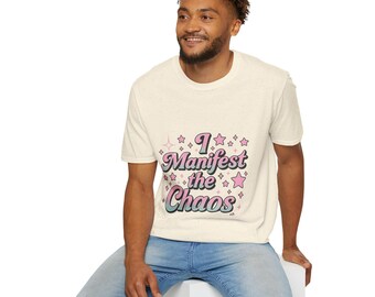 T-shirt I Manifest the Chaos: retro spiritueel T-shirt met print