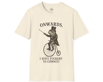 Grappig Victoriaans Kikker-T-shirt: Penny Farthing Bicycle, humoristisch T-shirt met graphic