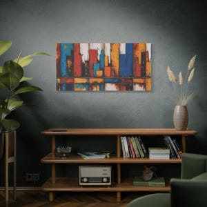 Vibrant Cityscape Canvas Art, Colorful Abstract Wall Decor, Modern Home Decor, Gallery Wrap Artwork, Urban Art Print