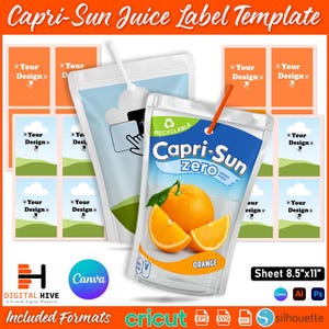 Capri Sun Juice Label Template, Custom Caprisun Label, Capri-Sun Pouch Label Svg, Custom Capri Label, Blank Capri Sun Template, Party Juice