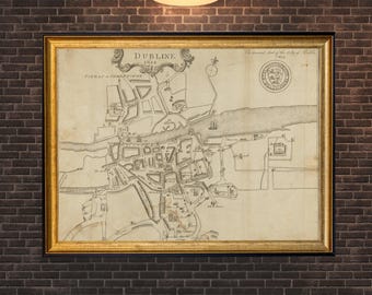 Dublin 1610 Map Print: Vintage Irish City Cartography (Digital Download)