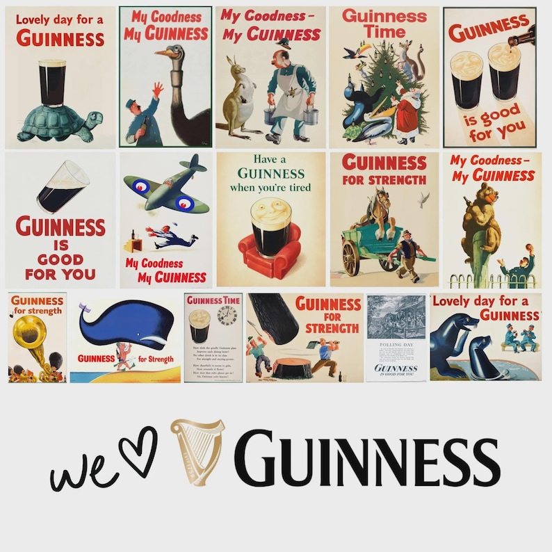 Vintage Guinness Wall Art Ads: Retro Beer Poster Art Collection 40 Prints Digital Download Bundle (Digital Download) image 4