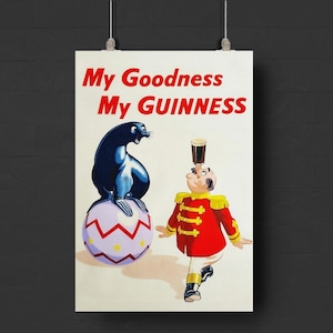 Vintage Guinness Seal Poster – Retro Beer Ad Reproduction, Funny Irish Pub Print, Guinness Wall Art for Bar, Kitchen or Man Cave Décor