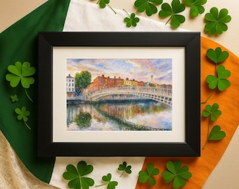 Ha’penny Bridge Dublin Aquarell - Irische Kunst zum Ausdrucken (Digitaler Download)