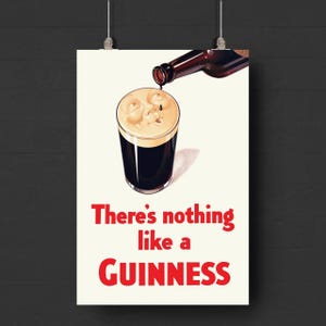 Vintage Guinness Poster | Irish Pub Wall Art | “There’s Nothing Like a Guinness” | Digital Download / Print / John Gilroy Guinness Ad