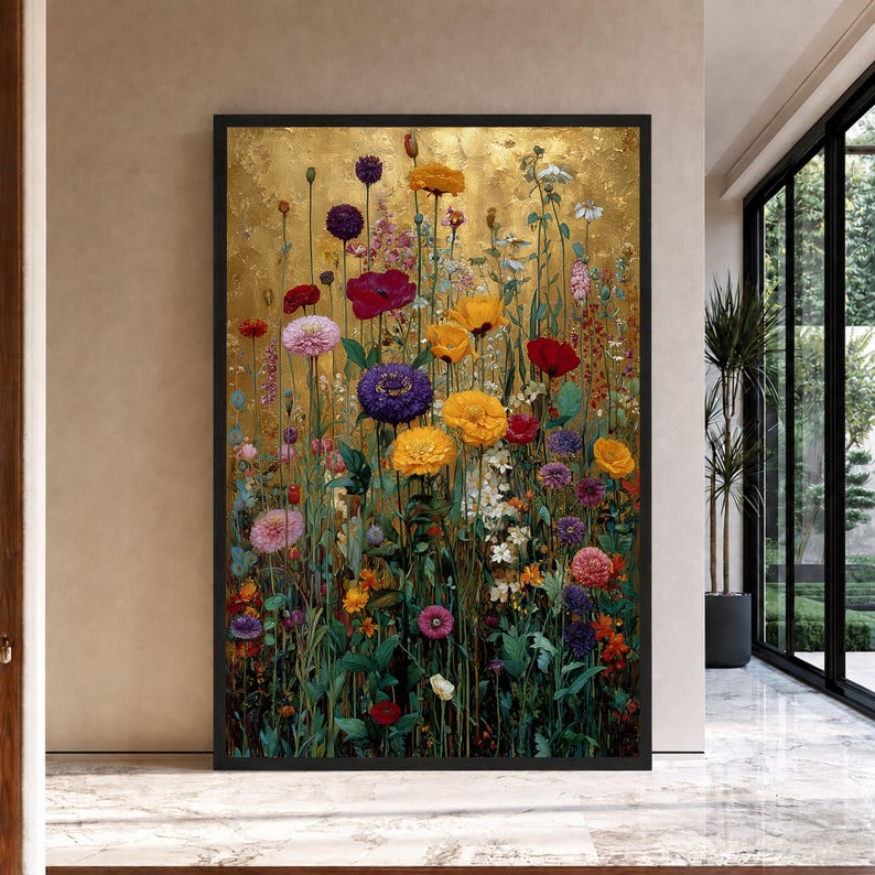 Vibrant Floral Wall Art Print, Colorful Wildflower Canvas Print for ...