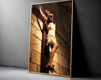 Crucifixion of Jesus Canvas Wall Art, Religious Christian Decor, Sacred Cross Canvas, Spiritual Home Decoration, Inspirational Jesus Artwork