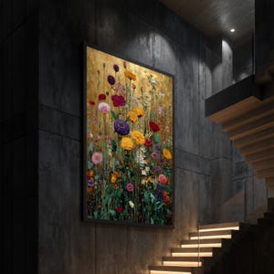 Vibrant Floral Wall Art Print, Colorful Wildflower Canvas Print for ...