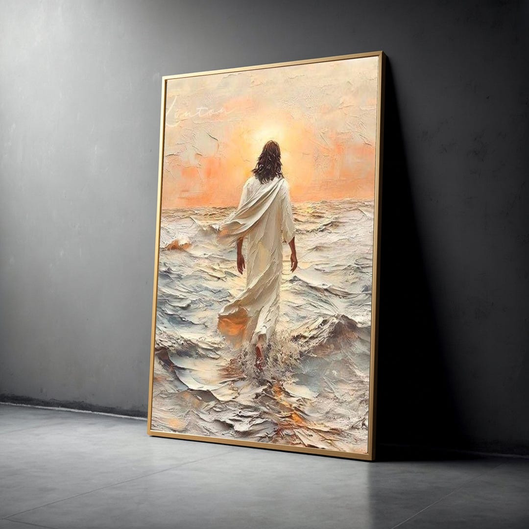 Inspirational Jesus Walking on Water Canvas, Spiritual Christian Wall ...
