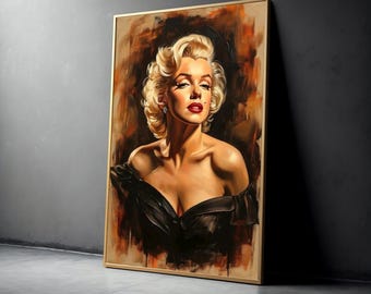 Lienzo con retrato de mujer rubia glamurosa, arte mural de estrella de Hollywood vintage, lienzo elegante de estilo retro, decoración de belleza clásica, listo para colgar