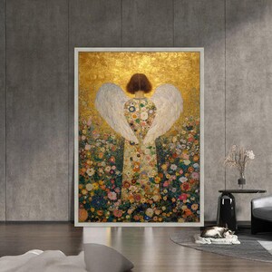 1art1 Gustav Klimt Poster 'Blumengarten' – Leinwandbild 80x60 Cm, Auf Keilrahmen, Made In Germany