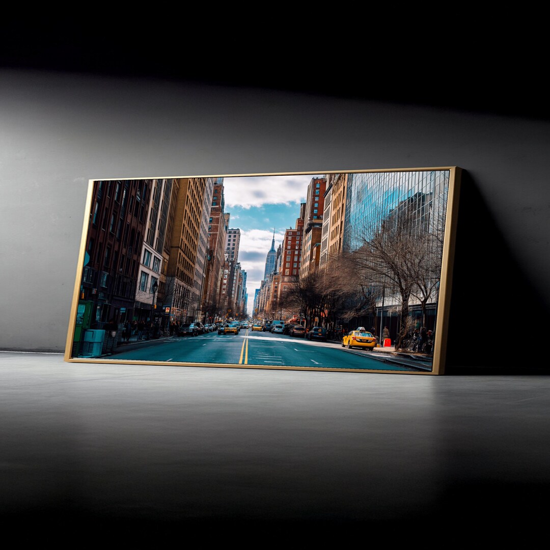 New York City Street Scene Canvas Wall Art, Manhattan Urban Landscape ...