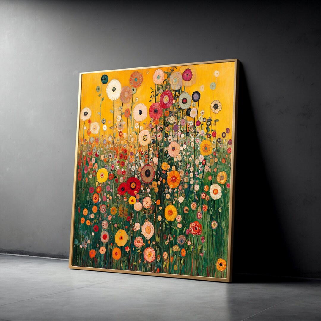 Gustav Klimt Flower Garden Canvas Print: Vibrant Floral Wall Art - Etsy
