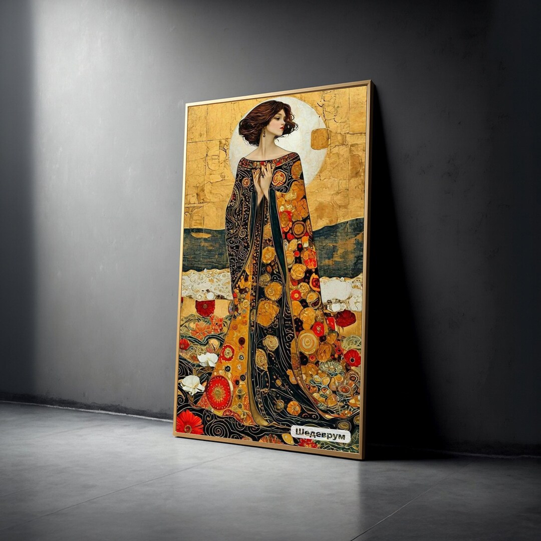 Elegant Woman in Ornate Robe Canvas Wall Art, Gustav Klimt Portrait ...