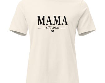 Maglietta "Mama Est.", anno personalizzato, regalo personalizzato per la mamma, vestibilità unisex