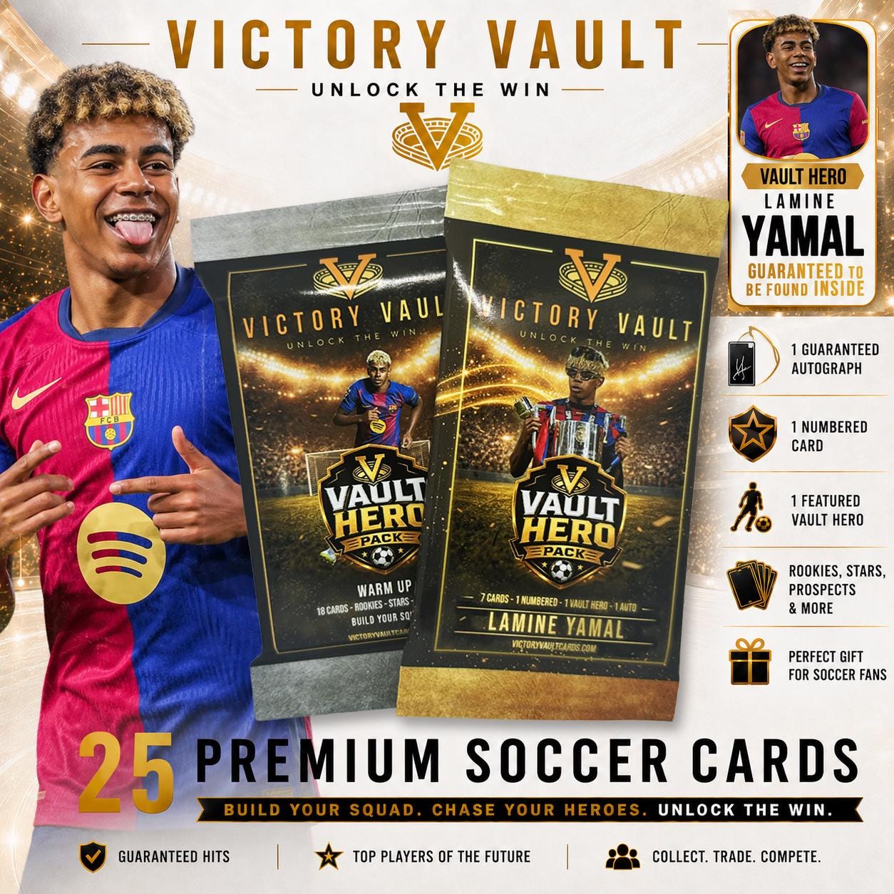 Lamine Yamal Vault Hero Lot | 25 Soccer Cards | Guaranteed Auto +