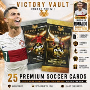 Lote de tarjetas Ronaldo Vault Hero / 25 tarjetas de fútbol / Autógrafo garantizado + Tarjeta numerada