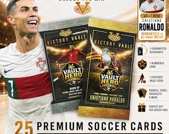 Ronaldo Vault Hero Lot | 25 Soccer Cards | Guaranteed Auto + Numbered Card