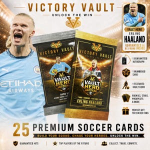 Haaland Vault Hero Lot | 25 Soccer Cards | Guaranteed Auto + Numbered Card