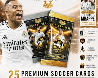 Mbappe Vault Hero Lot | 25 Soccer Cards | Guaranteed Auto + Numbered Card