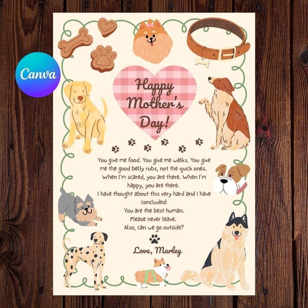 Mothers Day Card From the Dog Printable | Funny Dog Mom Card | Pet Mom ...
