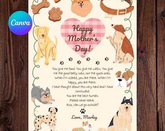 Mutter-Tageskarte vom Hund zum Ausdrucken | Lustige Hunde Mama Karte | Haustier Mama | Sofortiger digitaler Download