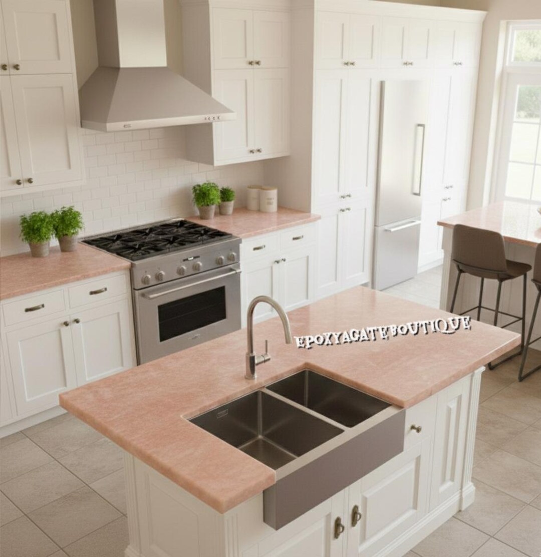 Natural Rose Quartz Gemstone Slab: Custom Kitchen Countertop Surface ...