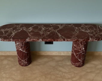 Handmade Rosso Levanto Marble Console Table: Luxury Entryway Furniture