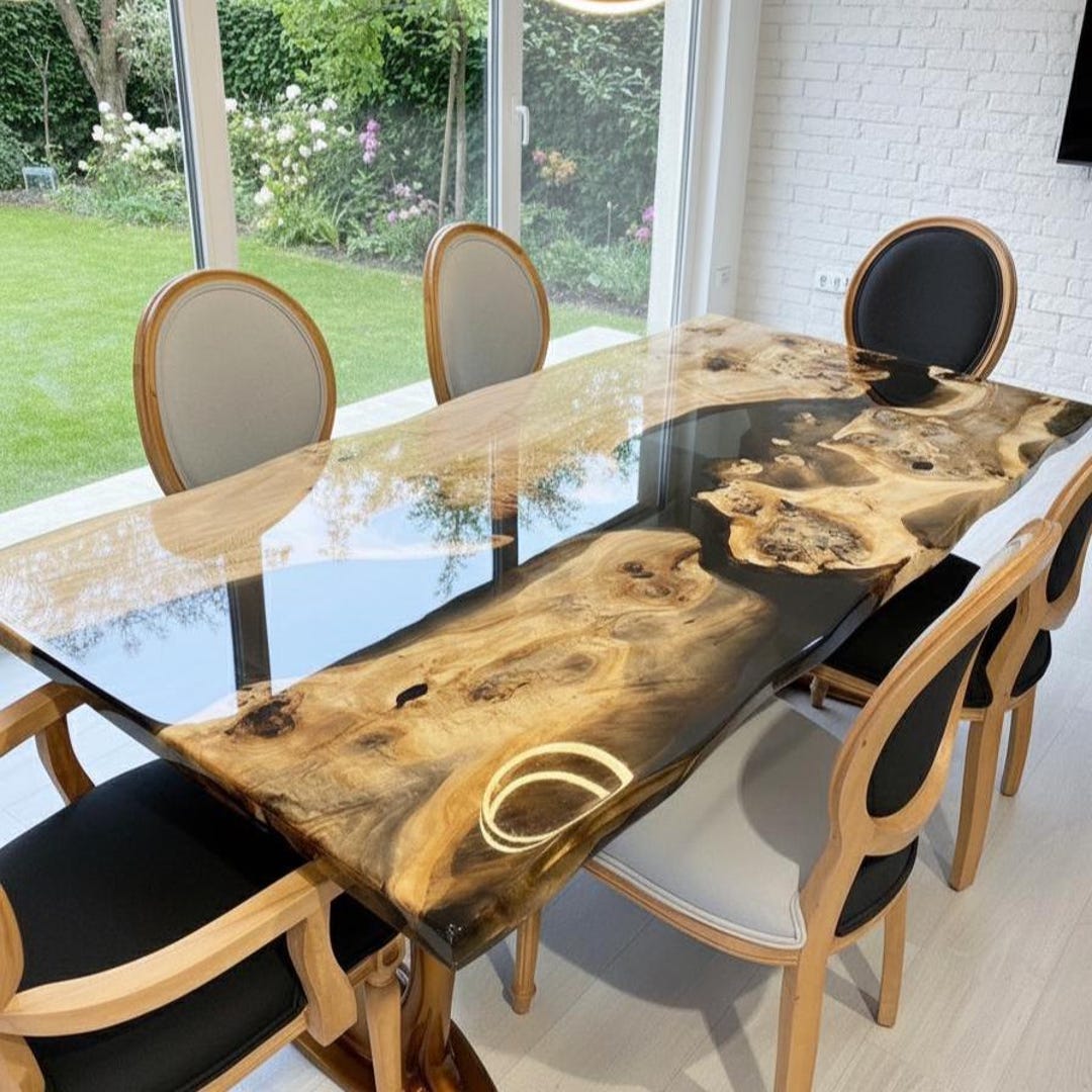 Handmade Live Edge Epoxy Dining Table | Custom Resin River Table - Etsy