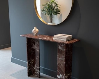 Rosso Levanto Red Marble Console Table: Luxury Italian Entryway Desk