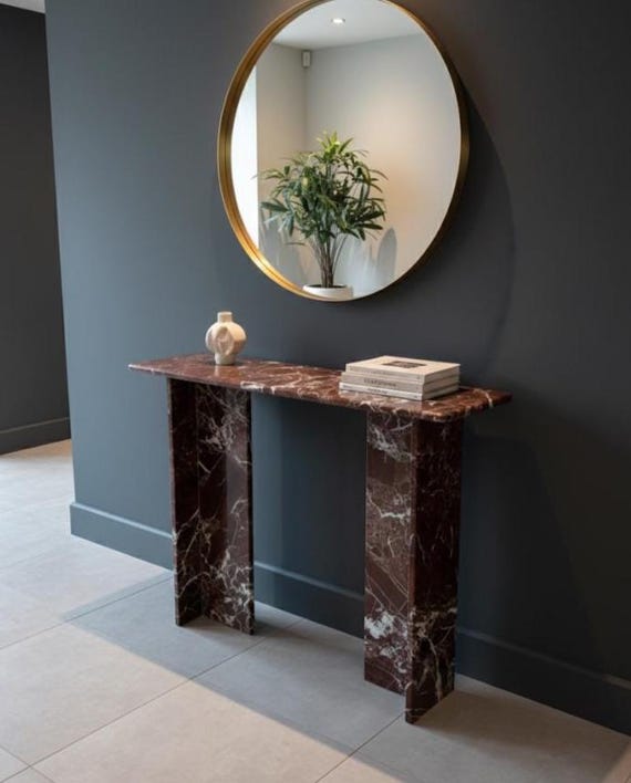 Rosso Levanto Red Marble Console Table: Luxury Italian Entryway Desk