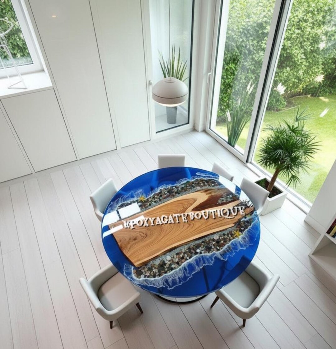 Handmade Ocean Resin River Dining Table: Luxury Beach House Decor - Etsy