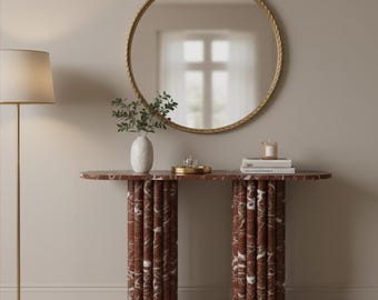 Handmade Rosso Levanto Marble Console Table: Italian Design