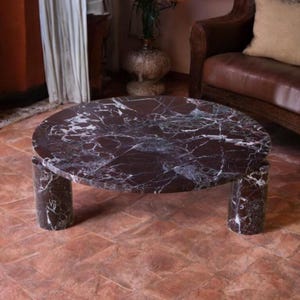 Rosso Levanto Marble Coffee Table, Round End Table, Bedside Accent Table, Dining Table, Corner Table, Rosso Levanto Side Table