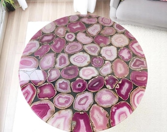 Handmade Pink Agate Table Top: Luxury Geode Stone Centerpiece