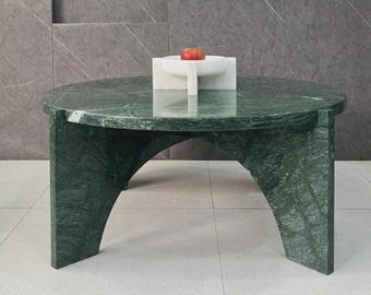 Handmade India Green Marble Coffee Table: Modern Stone Center Table