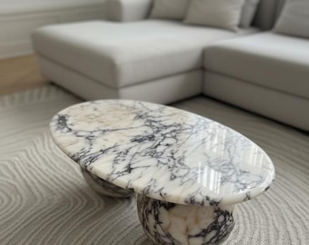 Handmade Calacatta Viola Marble Coffee Table: Italian Luxury Centerpiece